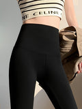 themeisles Casual Skinny Leg Keep Warm Solid Color Leggings