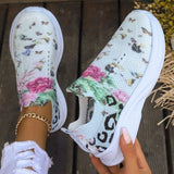themeisles - White Casual Patchwork Printing Round Mesh Breathable Comfortable Out Door Shoes