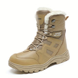 Thermal Insulated Mens Snow Boots - Windproof, Waterproof, Fuzzy Lined, Warm Winter Hiking Shoes with Anti-Slip Sole for Outdoor Activities - Ideal for Cold Weather, Hiking, Camping, and Snowshoeing
