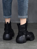 themeisles Round-Toe Hook&Loop Platform Boots