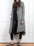 themeisles Irregular Clipping Long Sleeves Solid Color Hooded Outerwear