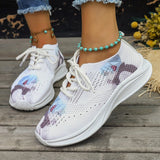 themeisles - White Casual Sportswear Daily Frenulum Printing Round Mesh Breathable Comfortable Out Door Shoes