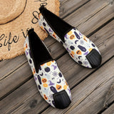 themeisles - Halloween Cream White Casual Patchwork Printing Round Comfortable Flats Shoes