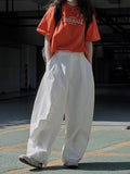 themeisles Split-Joint Solid Color Wide Leg Loose Trousers Casual Pants Bottoms