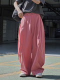 themeisles Split-Joint Solid Color Wide Leg Loose Trousers Casual Pants Bottoms