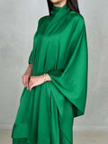 themeisles Batwing Sleeves Loose Solid Color Stand Collar T-Shirt Tops&Pants Two Pieces Set