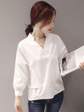 themeisles Urban Stand Collar Solid Color Blouse Top