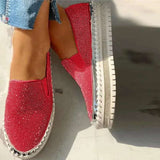 themeisles - Silver Casual Patchwork Rhinestone Round Comfortable Out Door Flats Shoes