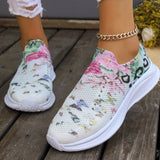 themeisles - White Casual Patchwork Printing Round Mesh Breathable Comfortable Out Door Shoes