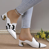 themeisles - White Casual Patchwork Pointed Out Door Wedges Shoes (Heel Height 2.75in)