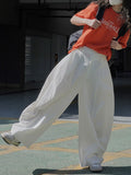 themeisles Split-Joint Solid Color Wide Leg Loose Trousers Casual Pants Bottoms