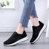 themeisles Spring and Autumn Trends Flyknit Breathable Women's Casual Sneaker Neutral round Head Lace-up Mesh Shoes Soft Bottom Women's Travel Shoes