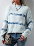 Cozy Snowflake Pattern Mock Neck Long Sleeve Pullover Sweater - Women's Winter Clothing - Soft, Cute, and Comfortable Sweater for Casual Daily Wear