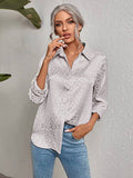 themeisles Urban Leopard Long Sleeves Lapel Blouse