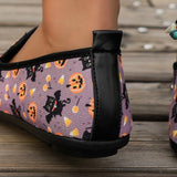 themeisles - Halloween Cream White Casual Patchwork Printing Round Comfortable Flats Shoes