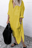 themeisles Fashion Street Solid Turndown Collar Shirt Dress Dresses