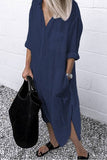 themeisles Fashion Street Solid Turndown Collar Shirt Dress Dresses