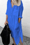 themeisles Fashion Street Solid Turndown Collar Shirt Dress Dresses