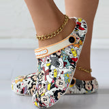 themeisles - Multicolor Casual Living Graffiti Patchwork Round Comfortable Shoes