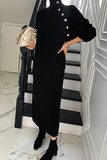 themeisles Casual Elegant Solid Buckle With Belt Turtleneck Dresses