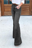 themeisles Casual Solid Patchwork Boot Cut Denim Jeans(3 Colors)