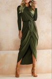 themeisles Casual Solid Split Joint O Neck Straight Dresses