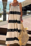 themeisles Fashion Striped Split Joint Spaghetti Strap Straight Dresses