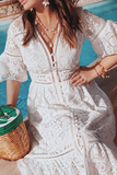 themeisles Fashion Solid Patchwork V Neck Waist Skirt Dresses