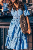 themeisles Fashion Solid Patchwork V Neck Waist Skirt Dresses