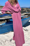 themeisles Fashion Solid Patchwork V Neck A Line Dresses