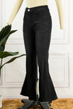 themeisles Casual Solid Patchwork Boot Cut Denim Jeans(3 Colors)