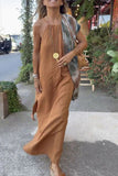 themeisles Casual College Solid Make Old Halter Straight Dresses