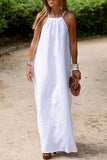 themeisles Casual College Solid Make Old Halter Straight Dresses