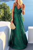 themeisles Celebrities Elegant Solid Frenulum V Neck Evening Dress Dresses