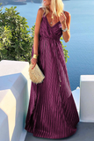 themeisles Celebrities Elegant Solid Frenulum V Neck Evening Dress Dresses
