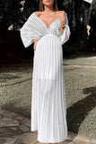 themeisles Sexy Solid Hollowed Out V Neck Irregular Dress Dresses