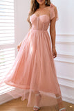 themeisles Celebrities Elegant Solid Frenulum Sequined Mesh POLO collar Evening Dress Dresses