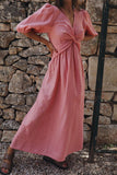 themeisles Casual Simplicity Solid Solid Color V Neck Short Sleeve Dress Dresses