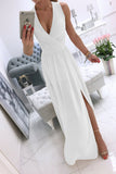 themeisles Sexy Simplicity Solid Slit V Neck Princess Dresses