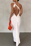 themeisles Irregular Backless One Shoulder Bodycon Formal Maxi Dresses