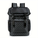 Large Capacity Shark Mouth Pu Leather Laptop Backpack - Multi-Functional College Bag with Edge Paint, Polyester Lining, and Stylish Design - Perfect for Casual Travel and Daily Use