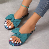 themeisles - Green Casual Daily Patchwork With Bow Round Comfortable Shoes