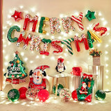 14pcs Merry Christmas Aluminum Foil Letter Balloons Set - Mixed Color Themed Party Decorations for Christmas, New Year & Weddings - Durable, Non-Electric, Carnival Inspired Designs for Ages 14+