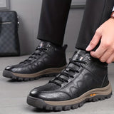 Men's Casual Snow Boots, Anti-skid Windproof Lace-up Ankle Boots With Fuzzy Lining For Outdoor Walking Running Hiking, Autumn And Winter