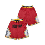 Basketball Shorts KILL BILL BLOOD Four pockets Sewing Embroidery High-Quality Outdoor Sport Shorts Beach Pants Red yellow New