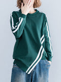 themeisles Striped Loose Long Sleeves Round-neck Hoodies&Sweatshirt