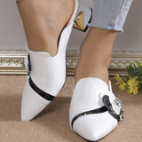themeisles - White Casual Patchwork Pointed Out Door Wedges Shoes (Heel Height 2.75in)