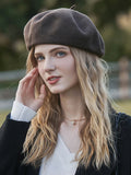 themeisles Simple Keep Warm Solid Color Beret Hats&Caps