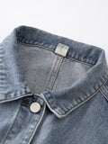 themeisles Simple Split-Joint Solid Color Denim Vest Outerwear
