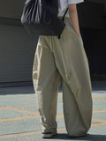 themeisles Split-Joint Solid Color Wide Leg Loose Trousers Casual Pants Bottoms